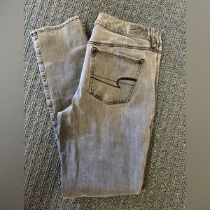 American Eagle Outfitters Grey/Black Jeans.  Size 14L.  Super Stretch.